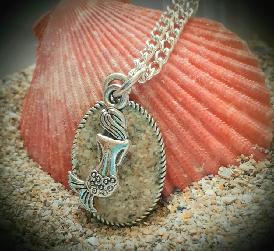 Holywell Bay beach sand pendant necklace