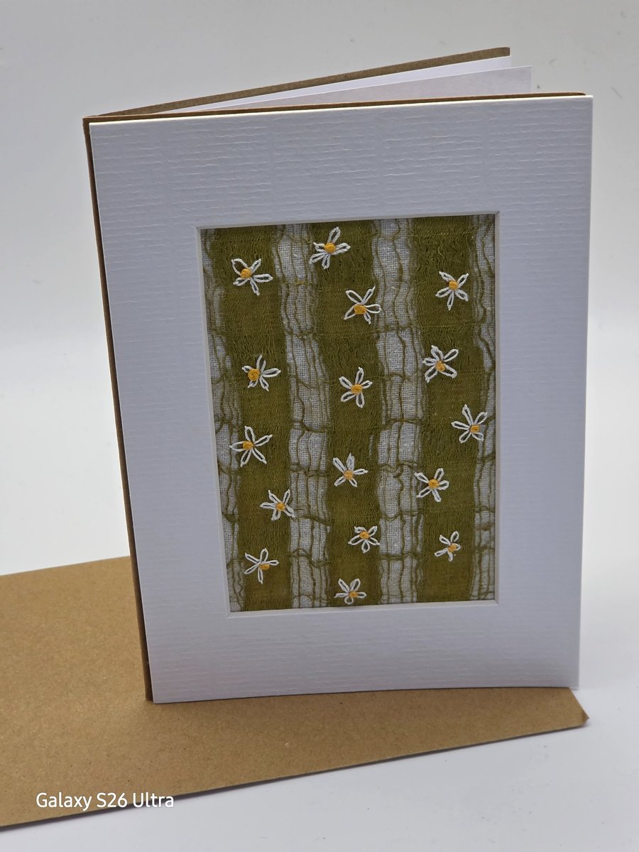 Hand Embroidered Daisy Card