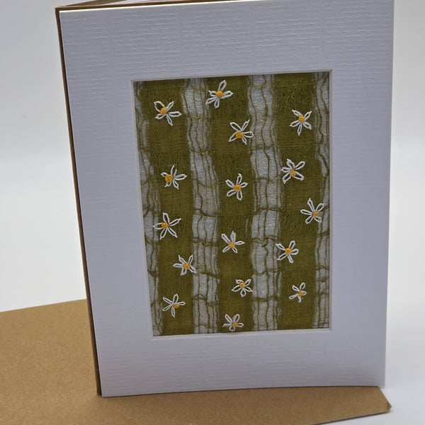 Hand Embroidered Daisy Card
