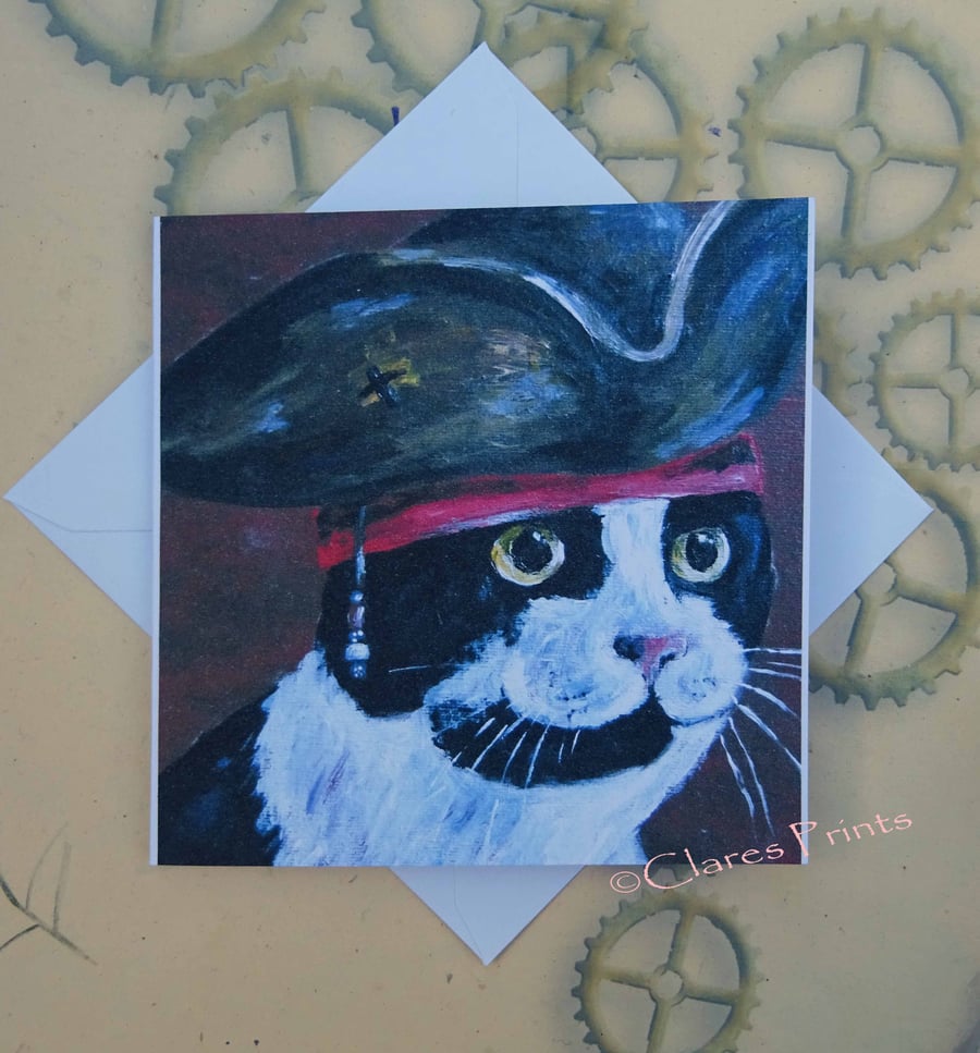 Captain Jack Kitty Greeting Card From my Original Painting