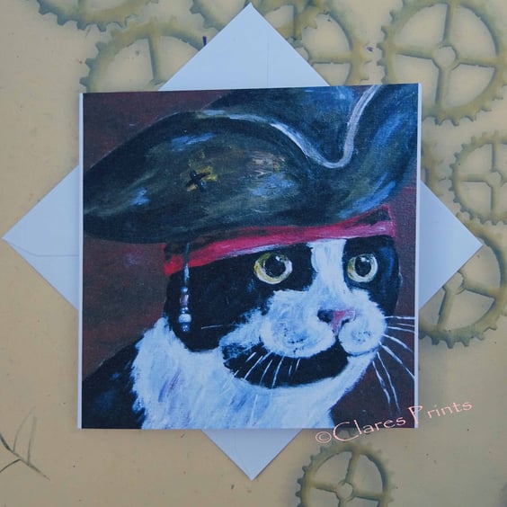Captain Jack Kitty Greeting Card From my Original Painting