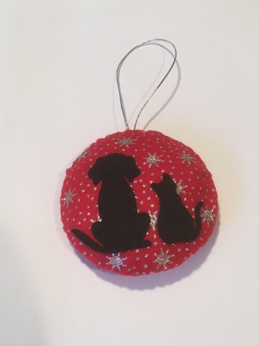 CAT & DOG - Christmas bauble - hanging decoration - Christmas tree decoration - 