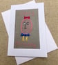 Cute character embroidered birthday card. - Image 1