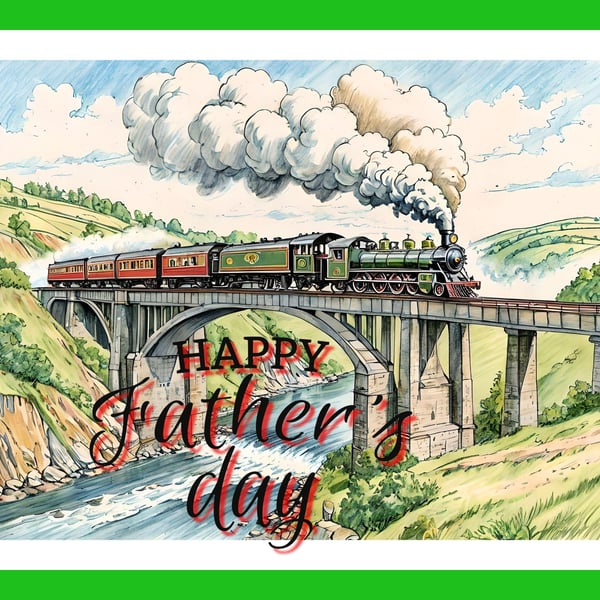 Steam Train Father's Day Card A5