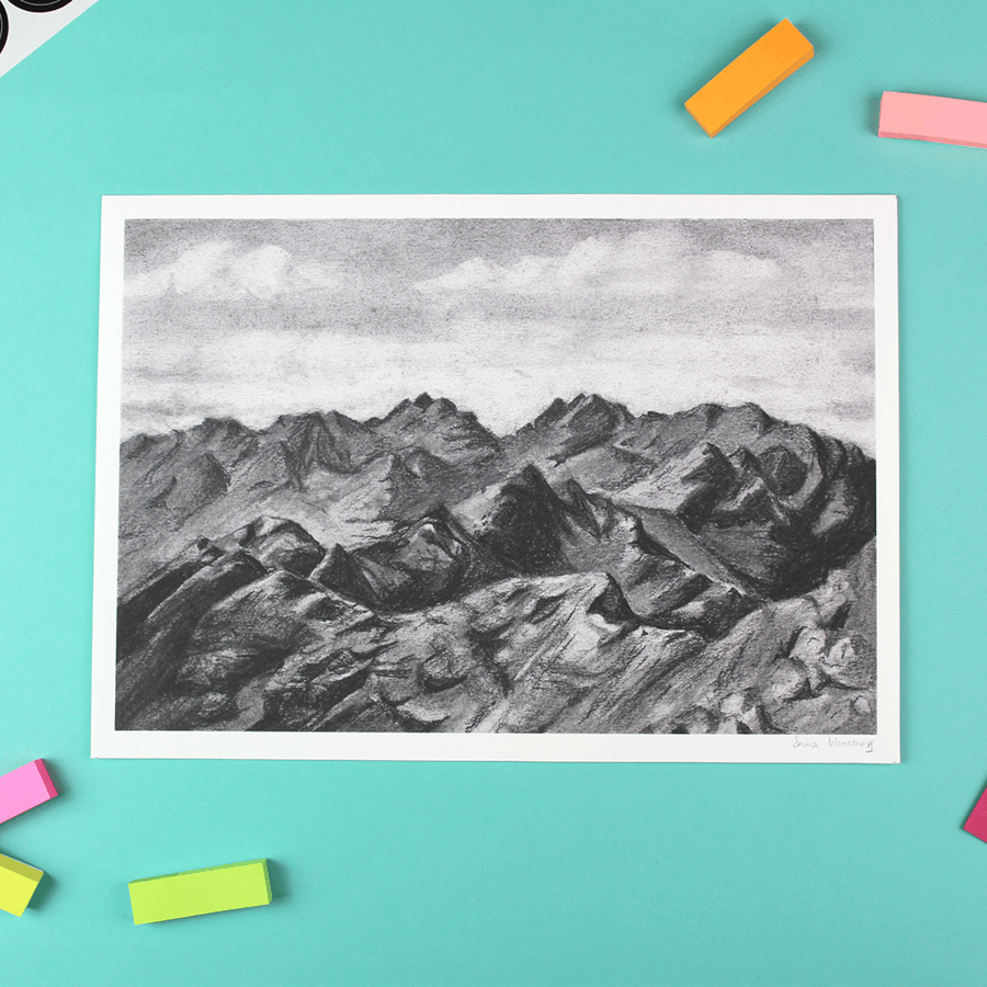 Skye Cuillin - The Ridge, Unframed Giclee Print, A4