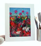 A mixed media painting - red and white wildflowers - letterbox gift - Image 3