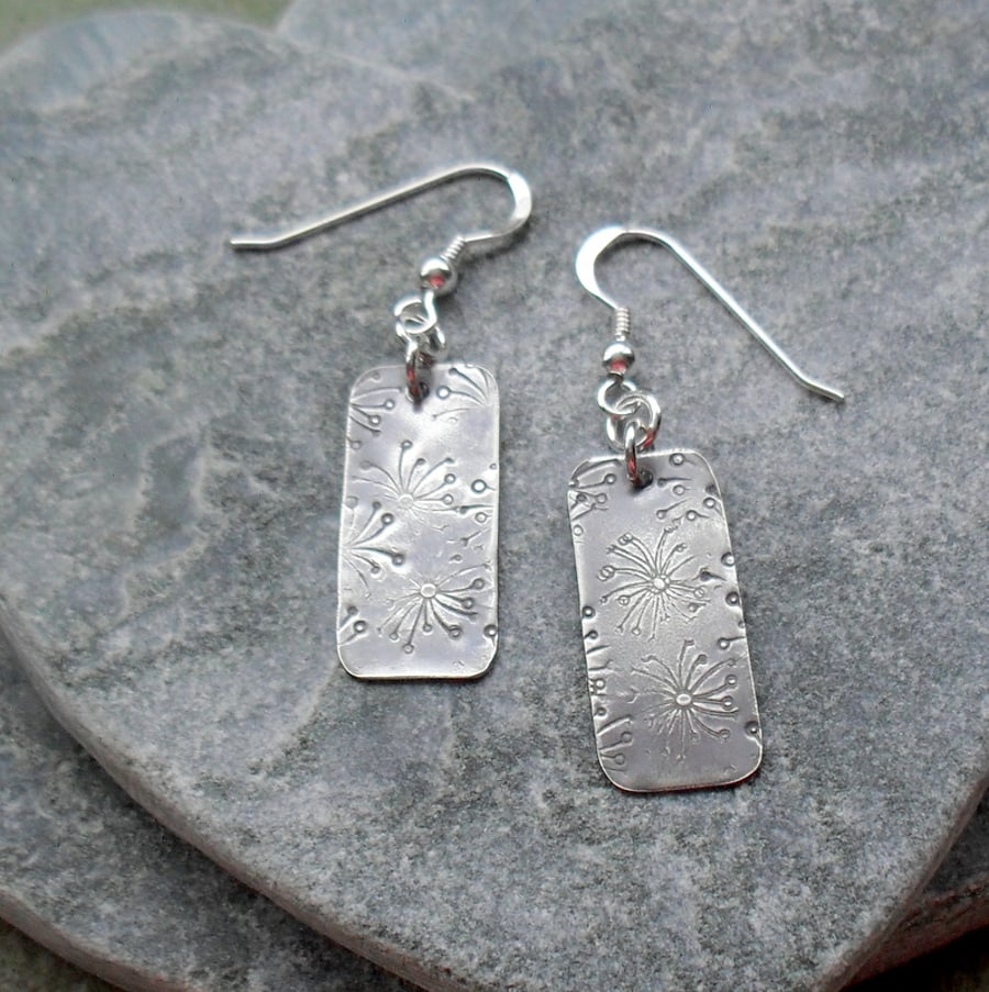 Sterling Silver Drop Earrings With Dandelion Detail