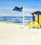 Beach Huts Oil Painting Seaside and Sky Original Canvas Art for Surfers - Image 3