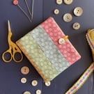 Rainbow patchwork stripe needle case made from Tilda fabric