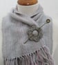 Pearl Grey Handwoven Scrap Scarflette, Cowl - Image 2