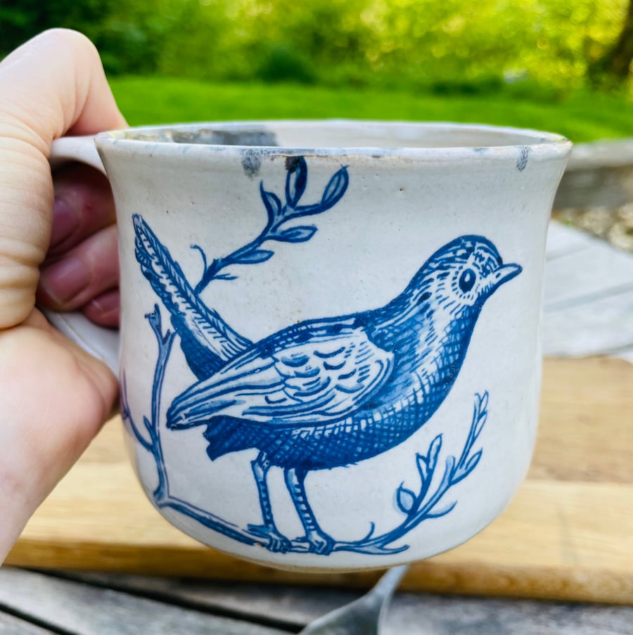 Handmade Ceramic Mug with robin