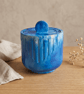Blue and White Marbled Jewellery Box With Lid