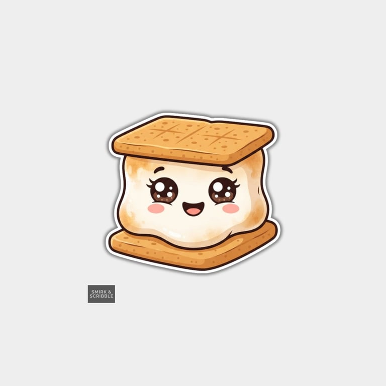 Funny Vinyl Die Cut Sticker For Adults - Cute Marshmallow