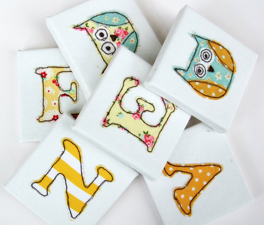 Childrens' Yellow Mini Canvas Name Letters  - Nursery Decor