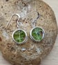Peridot earrings. August birthstone pendant. Sterling silver circle - Image 1