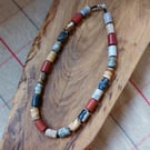 Statement gemstone necklace with Picasso Jasper and Red Jasper