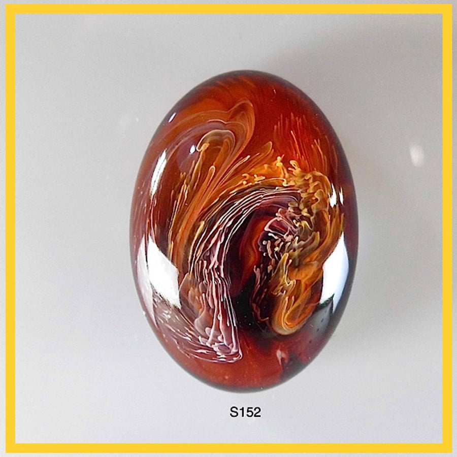 Small Oval Flame Cabochon, hand made, Unique, Resin Jewelry - S152