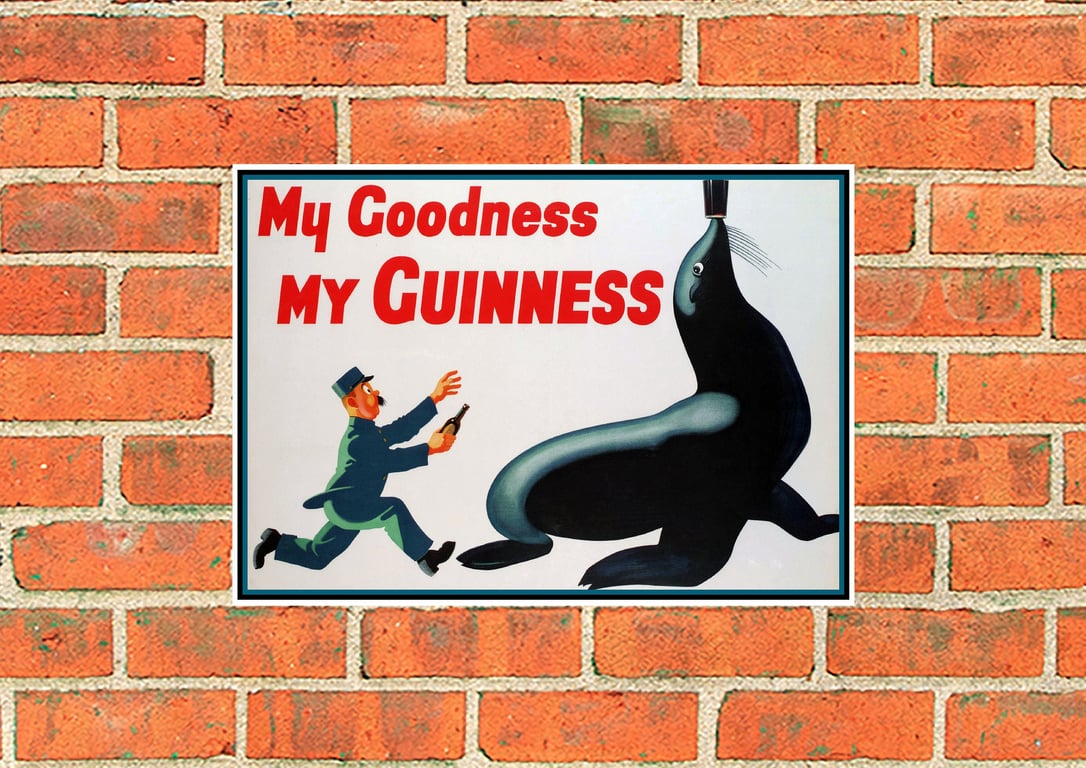 Guinness metal sign. Zookeeper and Sea Lion. Pub, Bar or Mancave