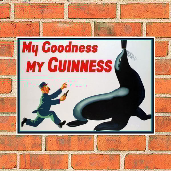 Guinness metal sign. Zookeeper and Sea Lion. Pub, Bar or Mancave