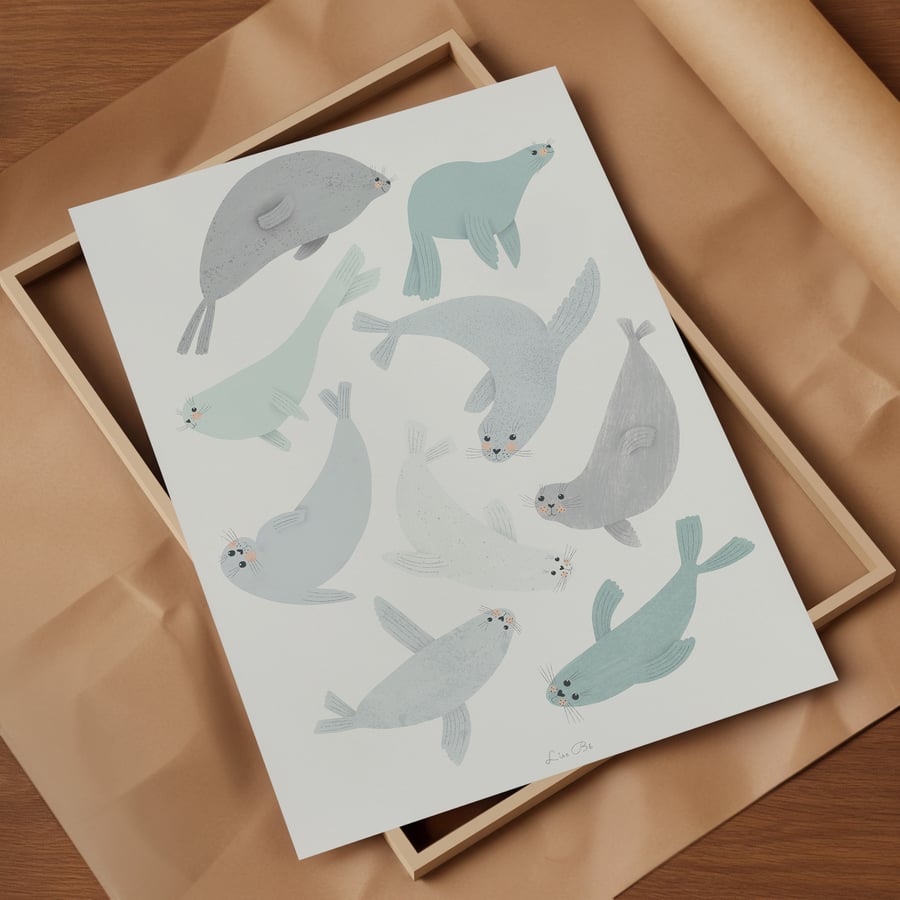 Cute Seal Giclée Print - Childrens Illustration Wall Art 
