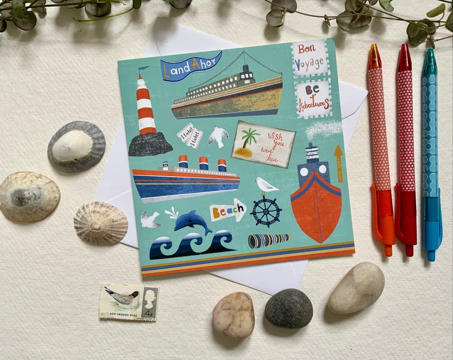 Land Ahoy, blank greetings card