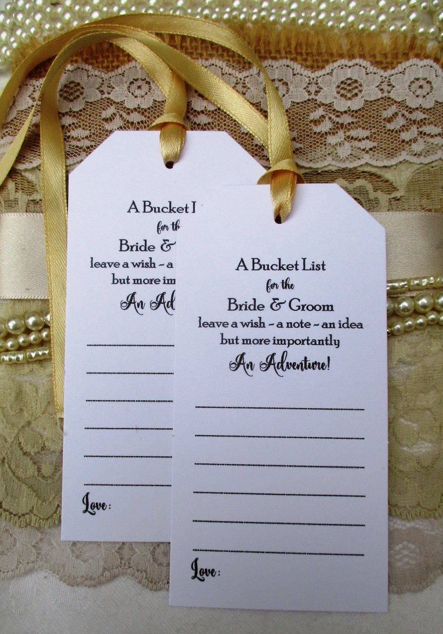 Bucket List Tags for the Bride and Groom - Favour Tags