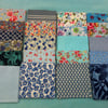 40 x 5" cotton squares in blue cotton fabrics,sewing,craft,card making,patchwork