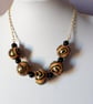 SALE - HALF PRICE -GOLD AND BLACK POLYMER CLAY NECKLACE  - FREE UK SHIPPING - Image 4