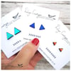 LARGE triangle stud earrings three colour choices 