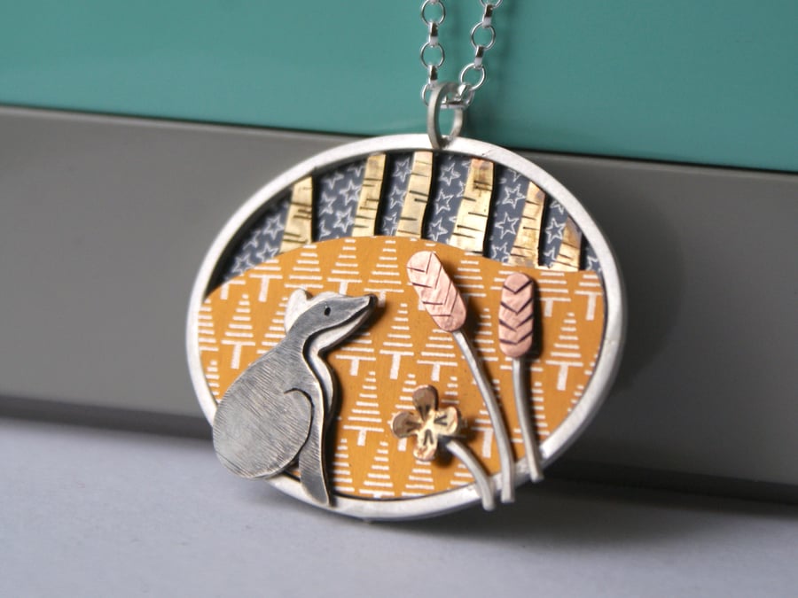 'The Botanist' badger necklace