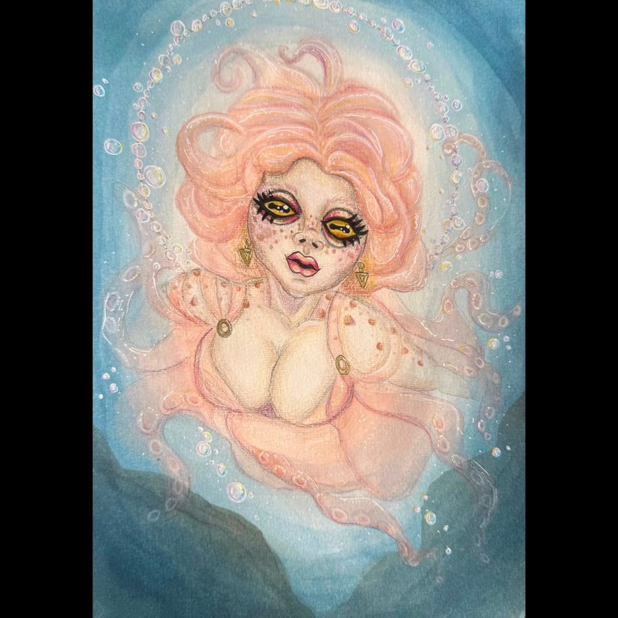 OctoFae - Original A4 Octopus Sea Spirit Watercolour Painting