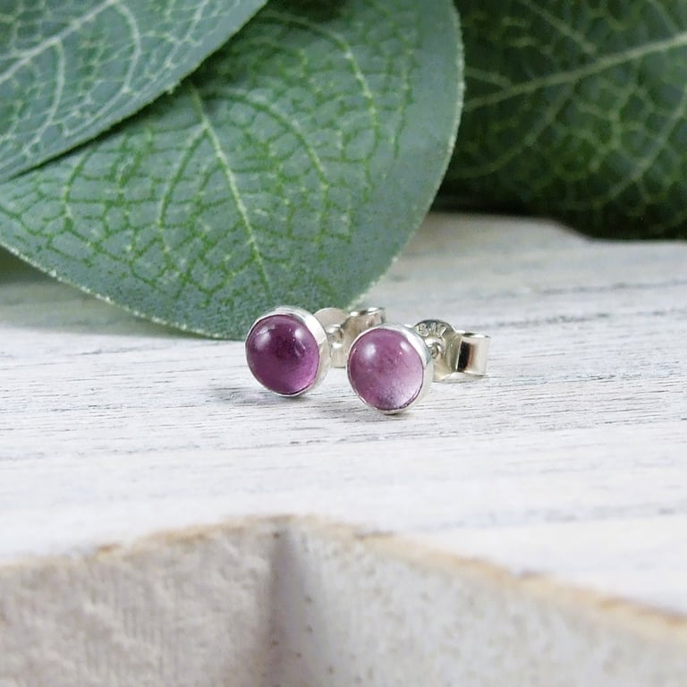 Fluorite Earrings. Sterling Silver 6mm Studs