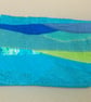  Envelope clutch in shades of blue and green, hand embroidered  - Image 3
