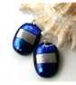 Handmade Fused Dichroic Glass Earrings 300 Blue Silver - Image 4
