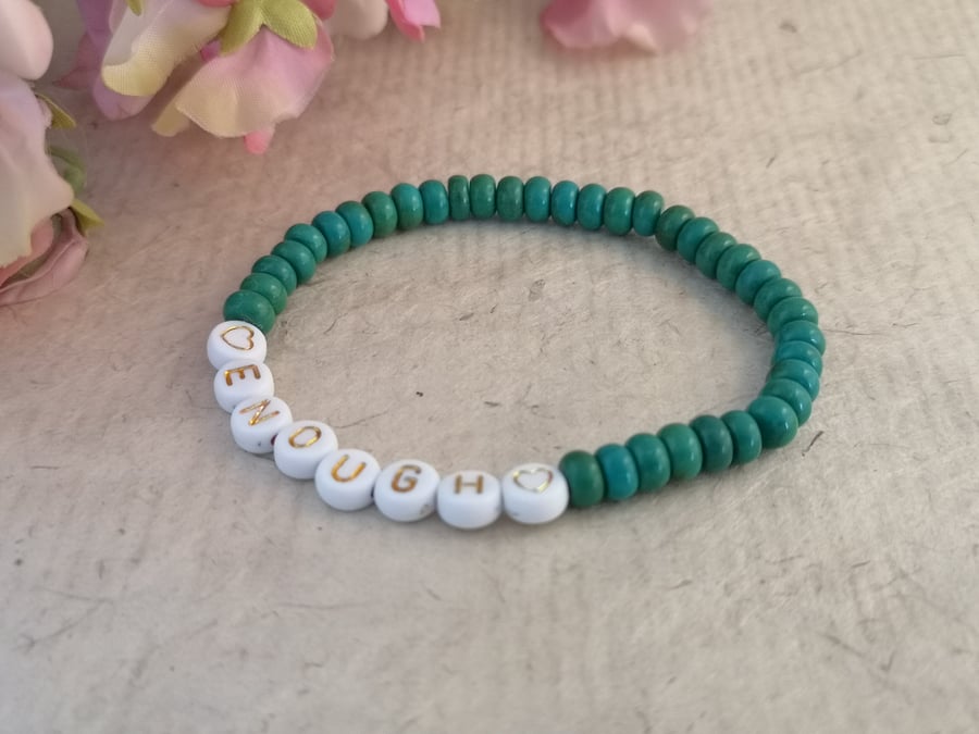 "enough" green howlite affirmation bracelet