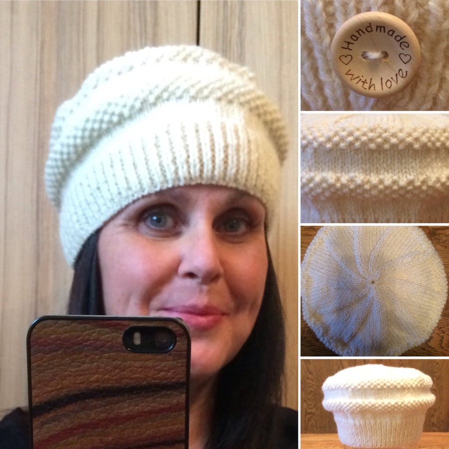 Pill Box Pure Wool Beanie in Moss Stitch