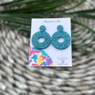 Sea Blue and Glitter Acrylic Earrings