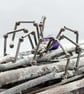 Purple Beaded Spider Ornament - Wire Spider Decoration with Pin Fixing