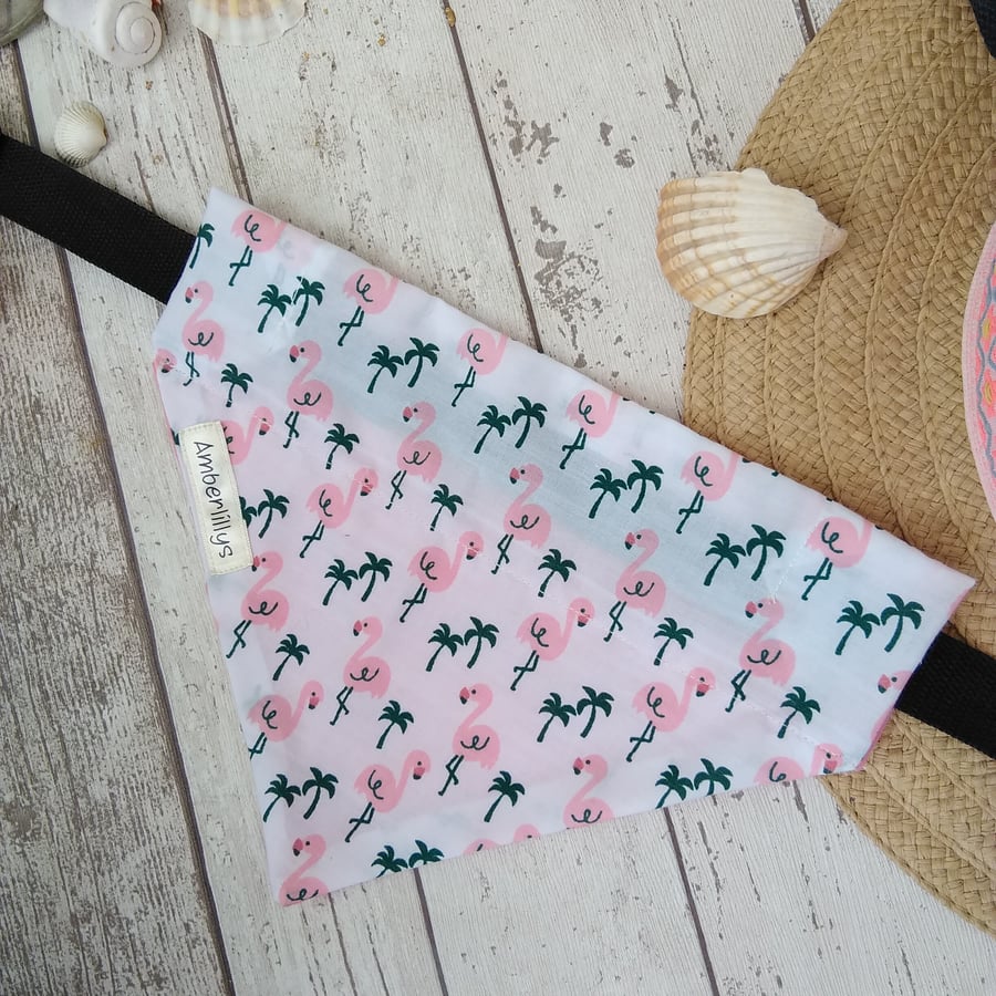 Dog Bandana Flamingo Over collar 