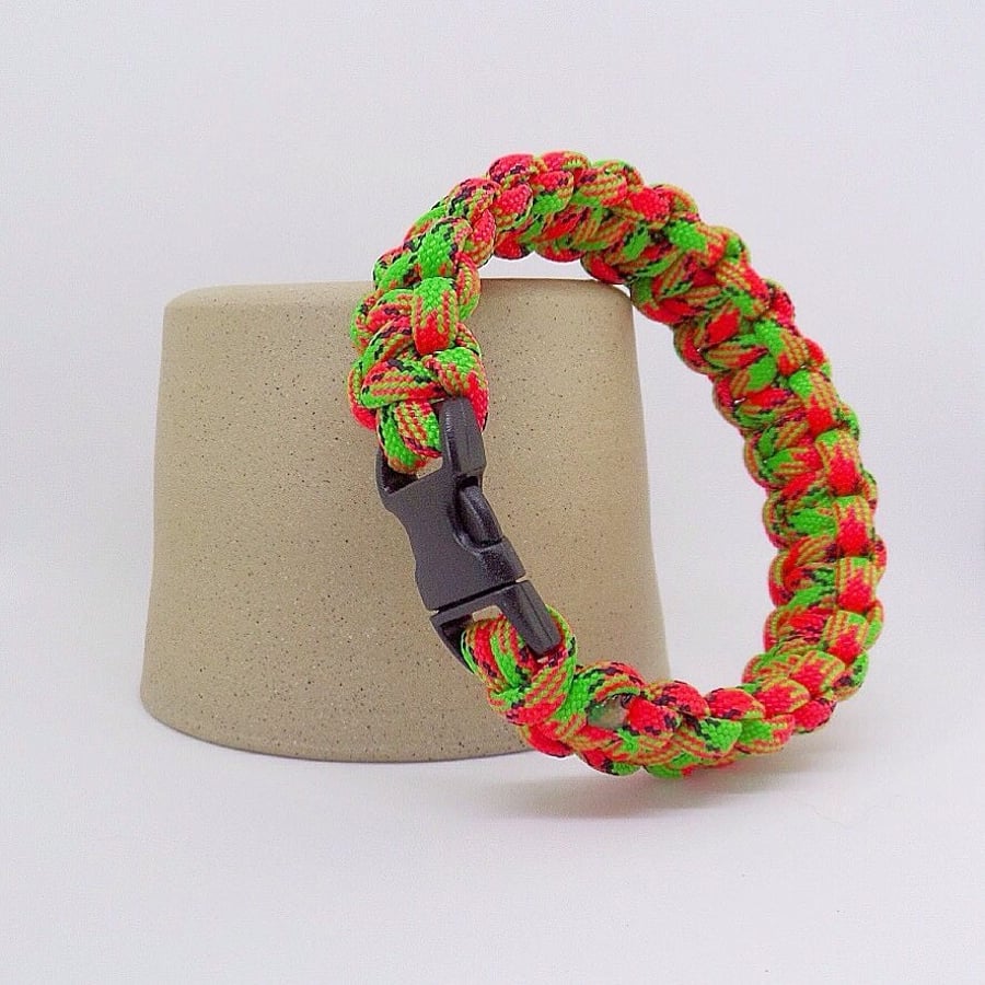  Paracord Bracelet - Bright Pink and Green