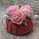 Dusky Pink Tea Cosy with Pink Flowers to fit small sized 1-2 cup teapot