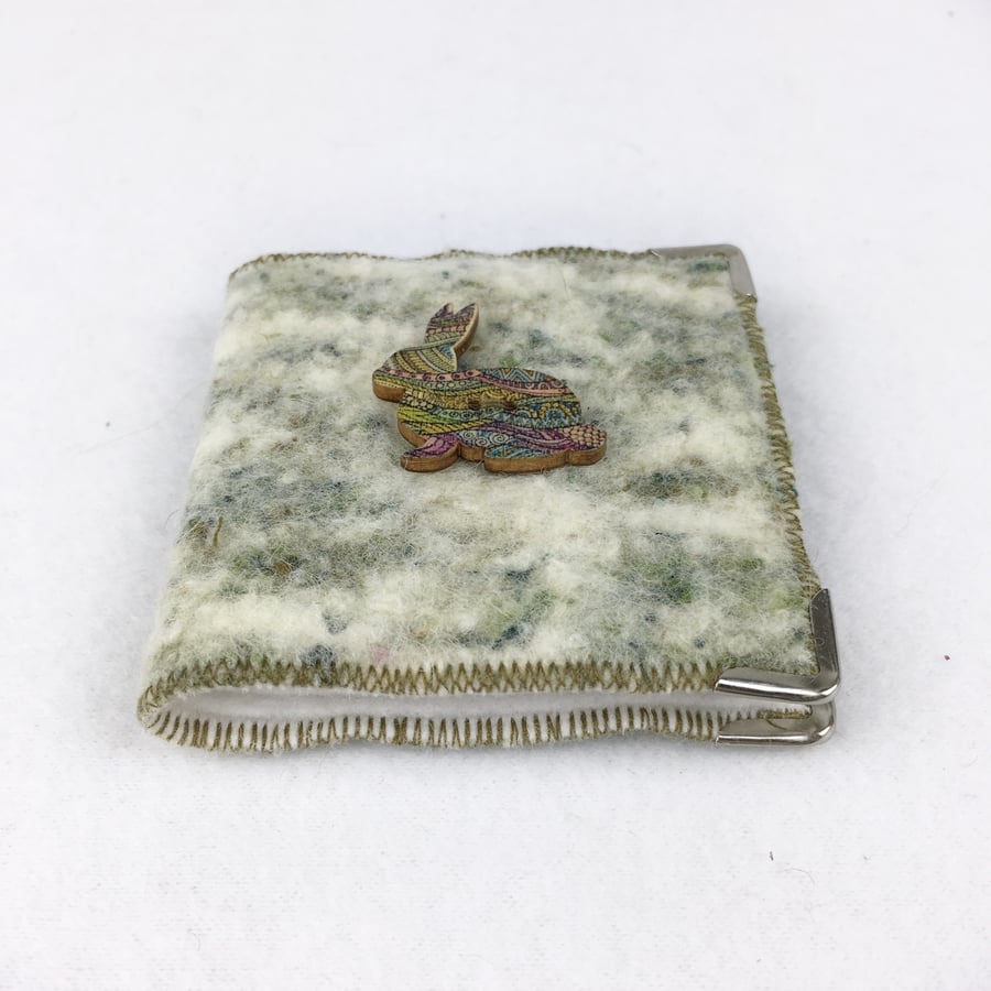 Seconds Sunday - Hand felted needle case in green "tweed" blend