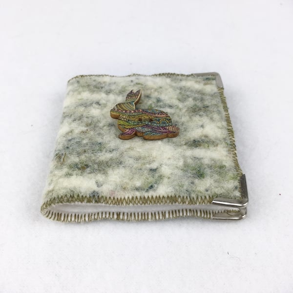 Seconds Sunday - Hand felted needle case in green "tweed" blend