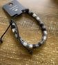 Handmade Black & White Woven Friendship Bracelet - Adjustable - Image 3