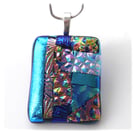 Luxury Fused Dichroic Glass Pendant P013 Silver plated chain