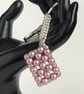 Pink Rectangle Crystal Pearl Handbag Charm, with a Chainmaille Chain and Keyring - Image 8