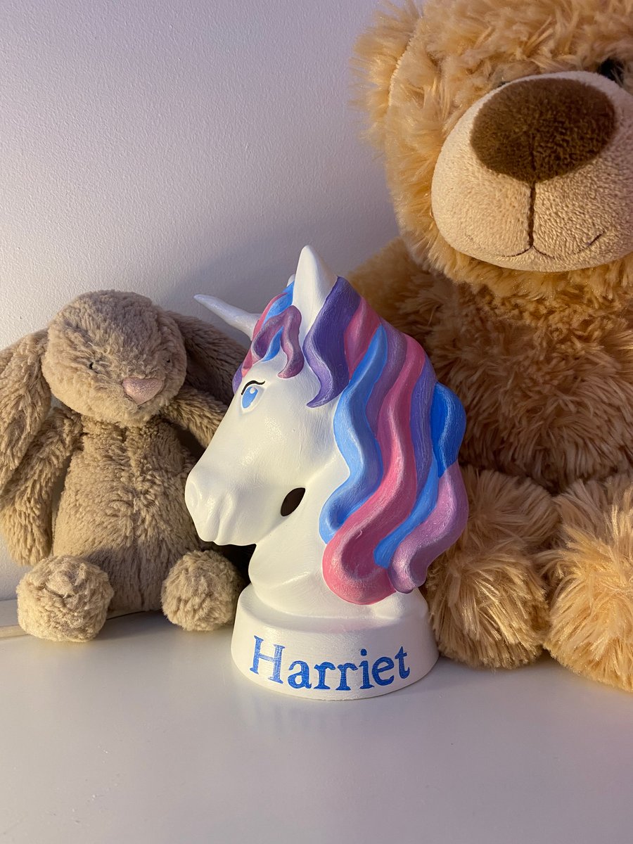Hand painted Ceramic Unicorn money box personalised 