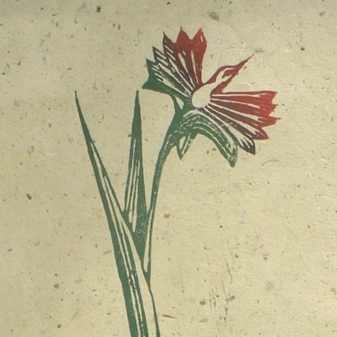 Phoenix Lily lino cut print