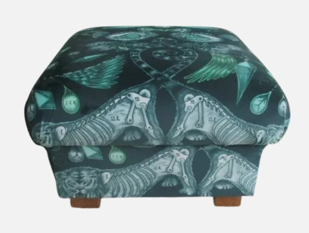 Storage Footstool Emma Shipley Extinct Navy Blue Velvet Fabric Pouffe Teal 