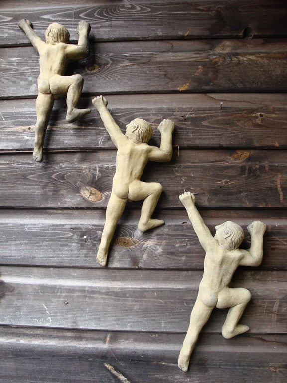 Naked Rock Climbers - Set of 3 Plaques